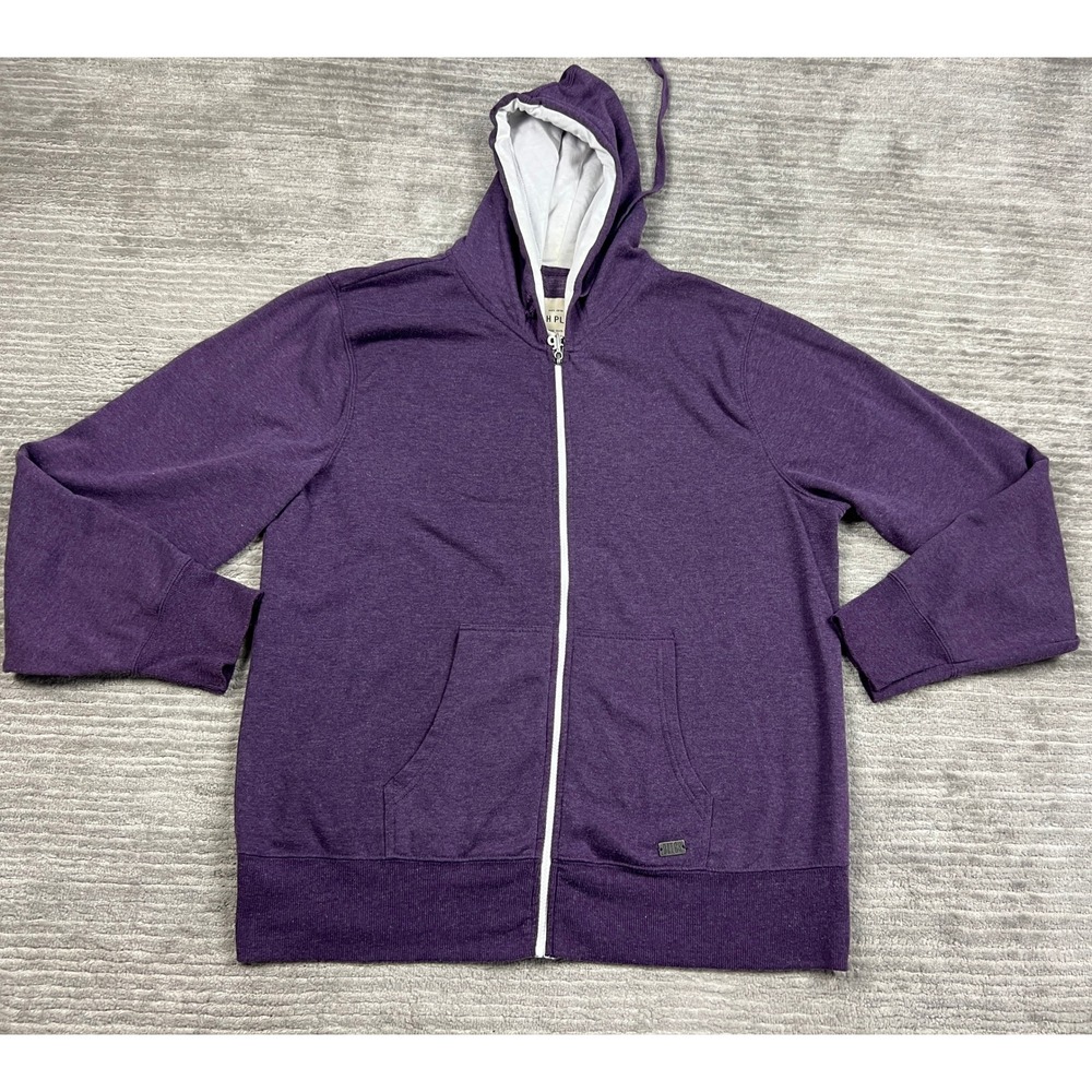 Ditch Plains Hoodie Mens XL Purple Full Zip Heathered Cotton Blend Sweatshirt